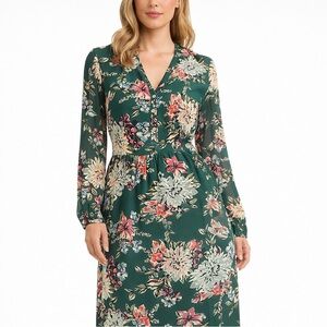 A New Day Floral Green Dress - Size XS